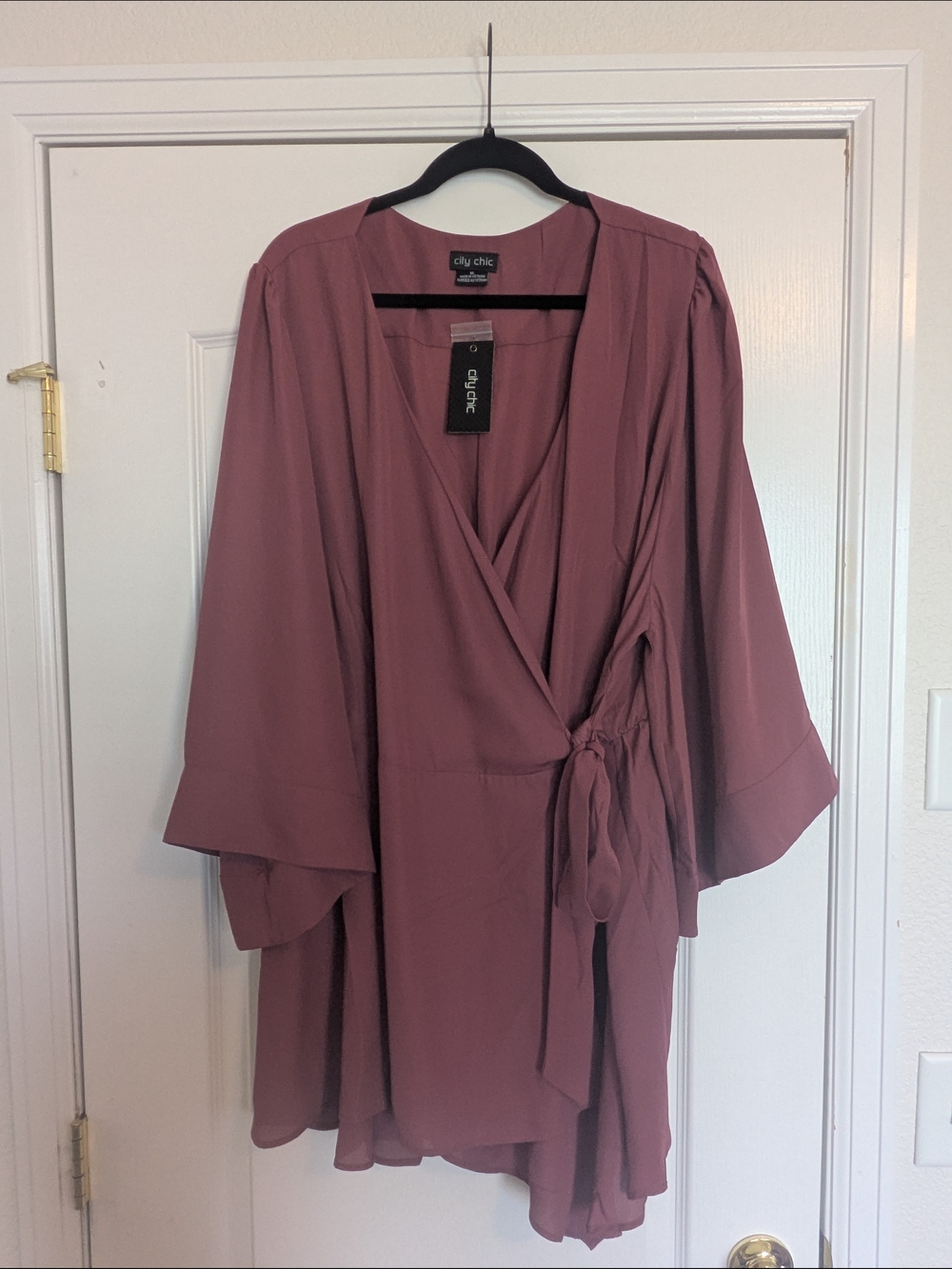 City Chic Mauve Wrap Dress/Tunic with Tie Waist